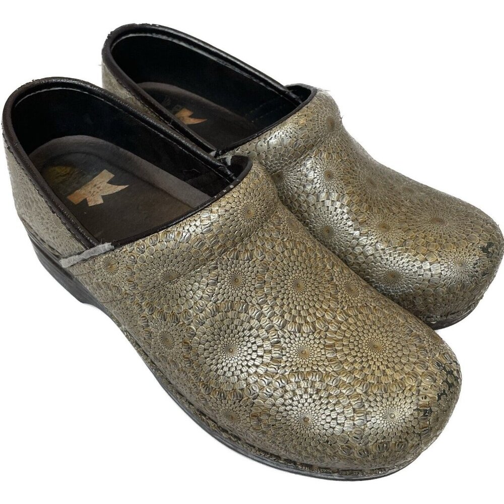 Dansko Pro XP Gold Embossed Leather Clogs 7.5 | Medallion Comfort
